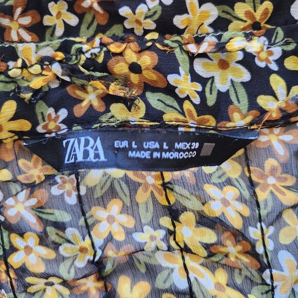 Zara Floral Fringe Blouse Long Sleeves Sheer Fairy Ethereal Garden Girl Pretty - Picture 3 of 8